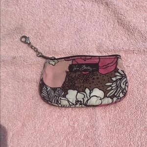ID Vera Bradley Pink and Brown Floral Pouch
